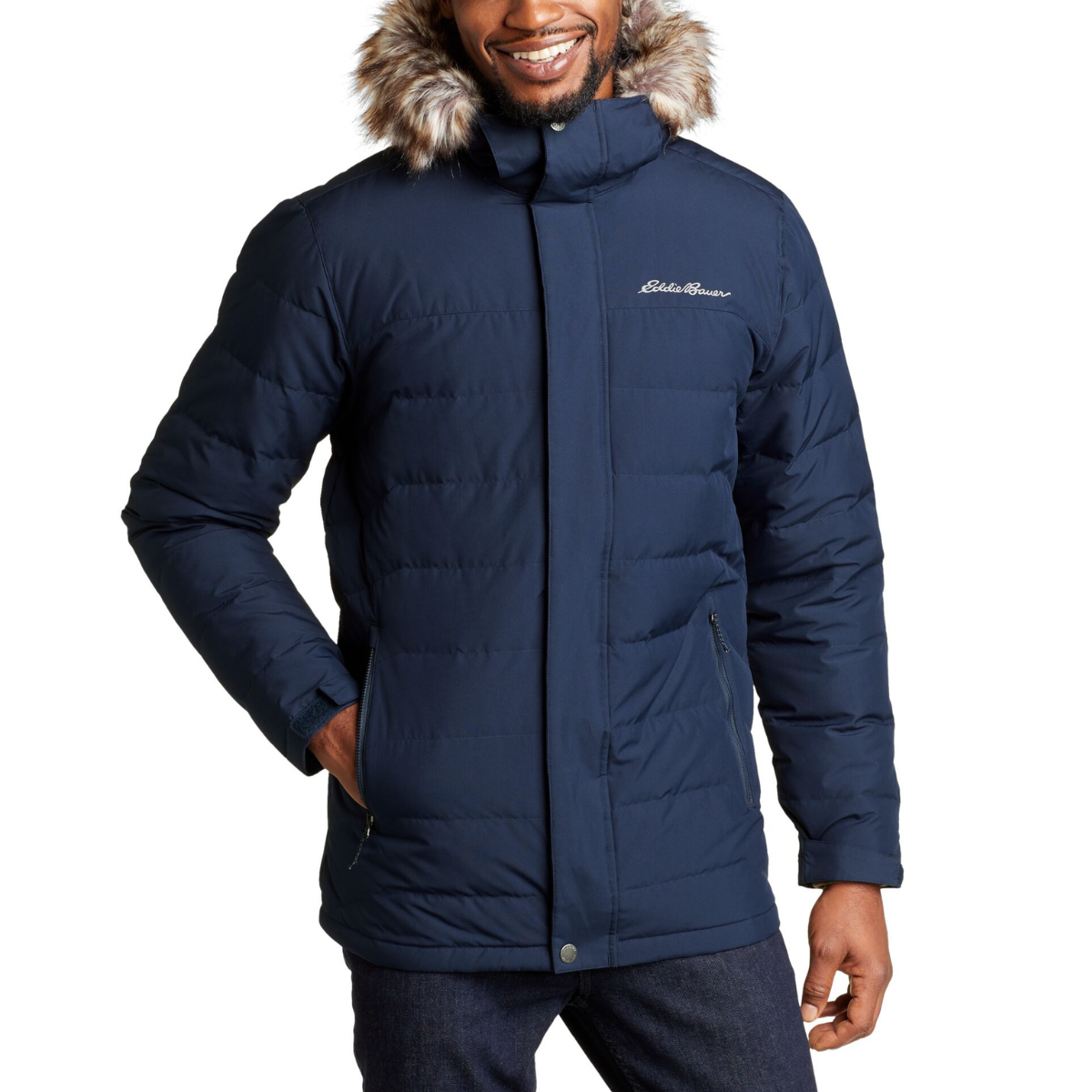 EDDIE BAUER BOUNDARY PASS DOWN ZIP UP HOODED CHAQUETA MEN