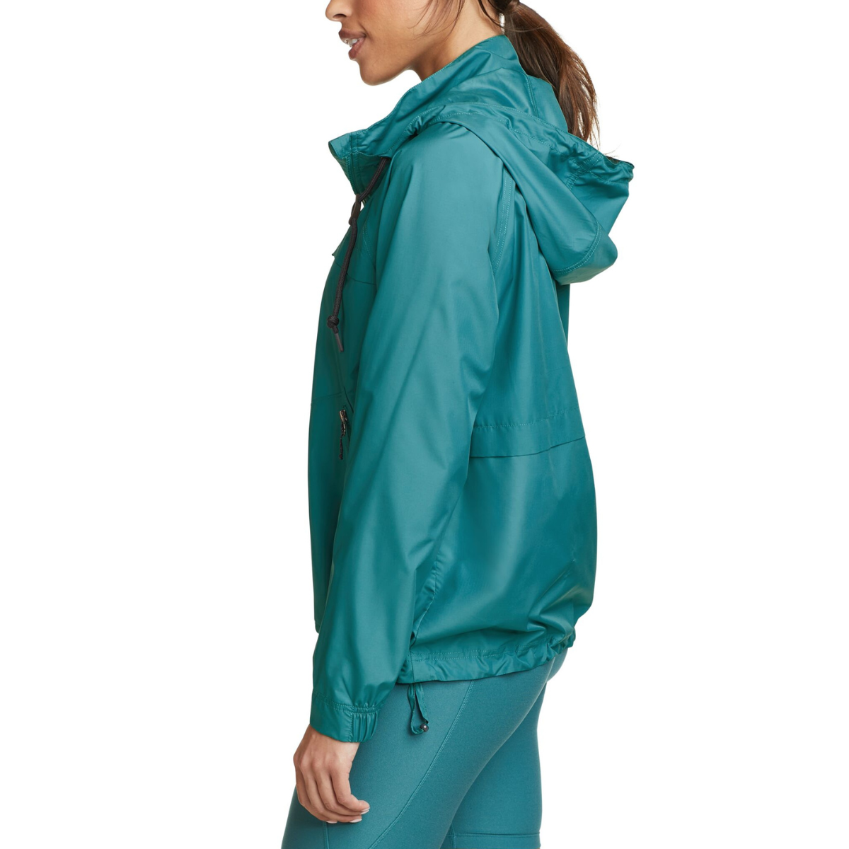 EDDIE BAUER WINDBRUST HOODED ZIP UP FLEECE WOMEN