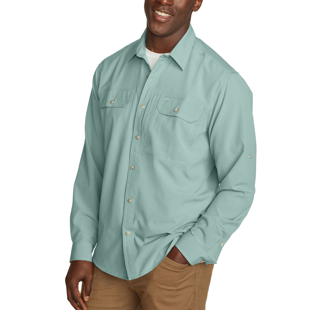 vintage an・an no.14 EDDIE BAUER ATLAS EXPLORATION FLEX CAMISA MANGA LARGA MEN – OA Panama