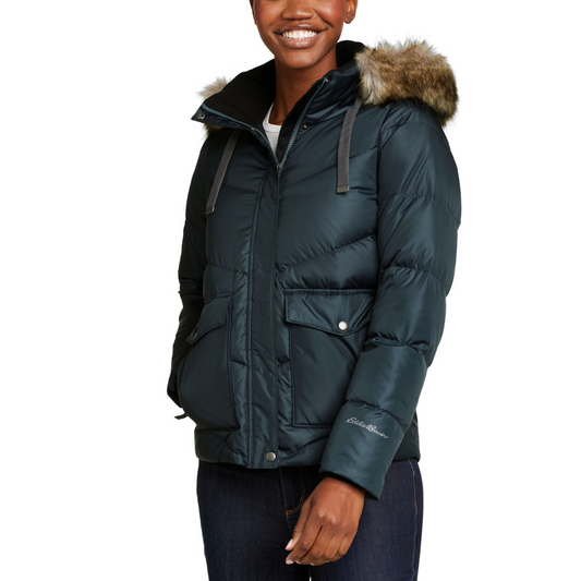 EDDIE BAUER LODGE CASCADIAN DOWN ZIP UP HOODED CHAQUETA WOMEN