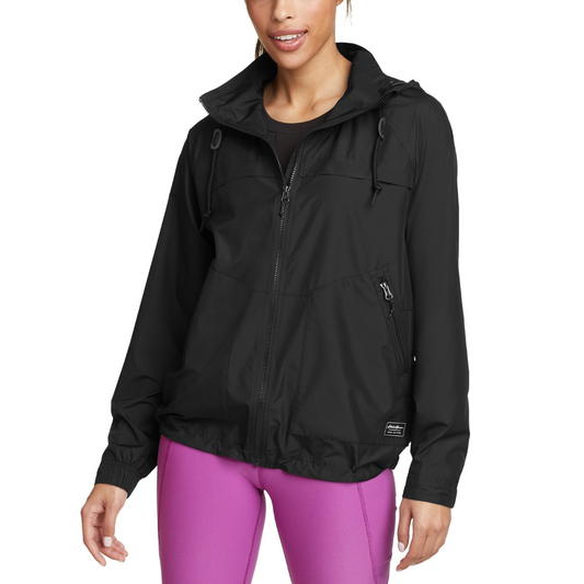 EDDIE BAUER WINDBRUST HOODED ZIP UP FLEECE WOMEN