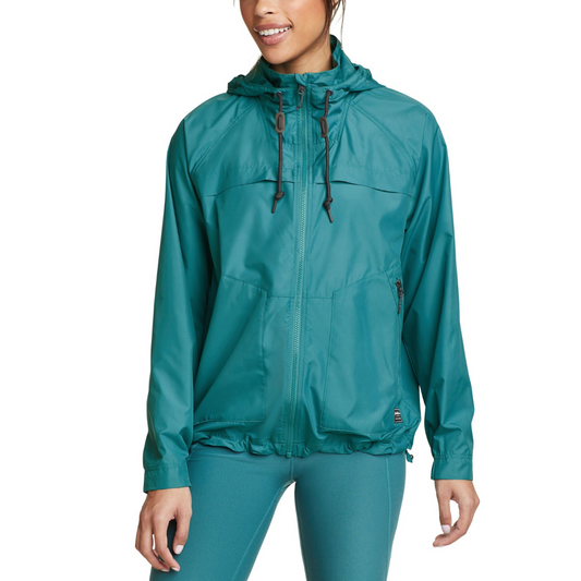 EDDIE BAUER WINDBRUST HOODED ZIP UP FLEECE WOMEN