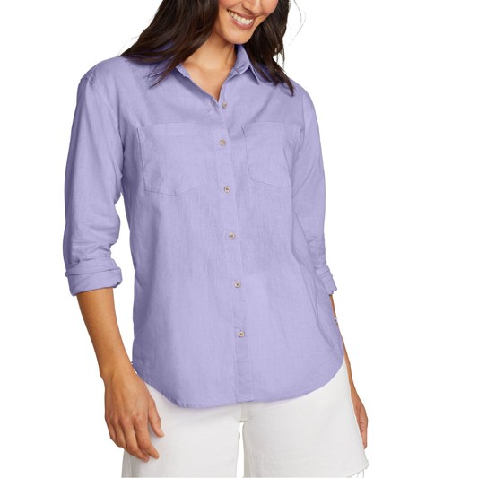 EDDIE BAUER WAVE BREAK LINEN CAMISA MANGA LARGA WOMEN