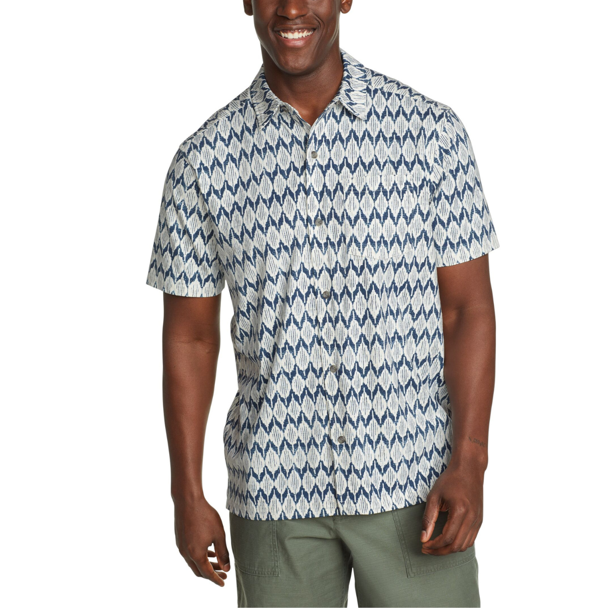 EDDIE BAUER BAJA KNIT BUTTON CAMISA MANGA CORTA MEN