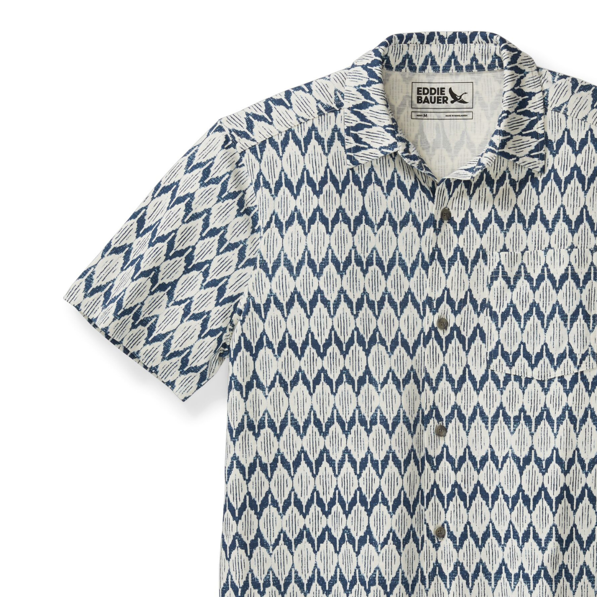 EDDIE BAUER BAJA KNIT BUTTON CAMISA MANGA CORTA MEN