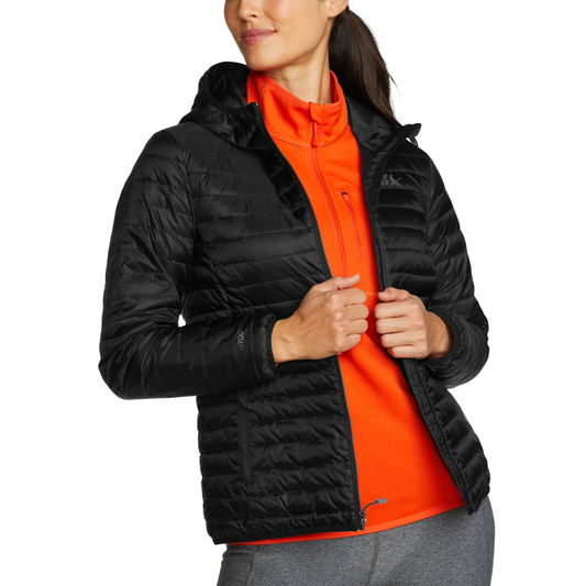 EDDIE BAUER MICROLIGHT DOWN HOODED CHAQUETA WOMEN